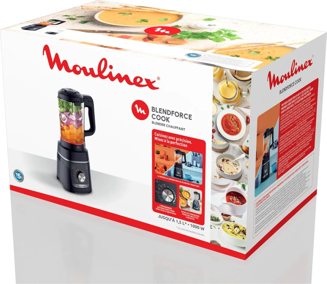 Moulinex Blendforce Cook LM5768F0 Verwarmende Blender 1000W - 1,5L - Nacht Blauw
