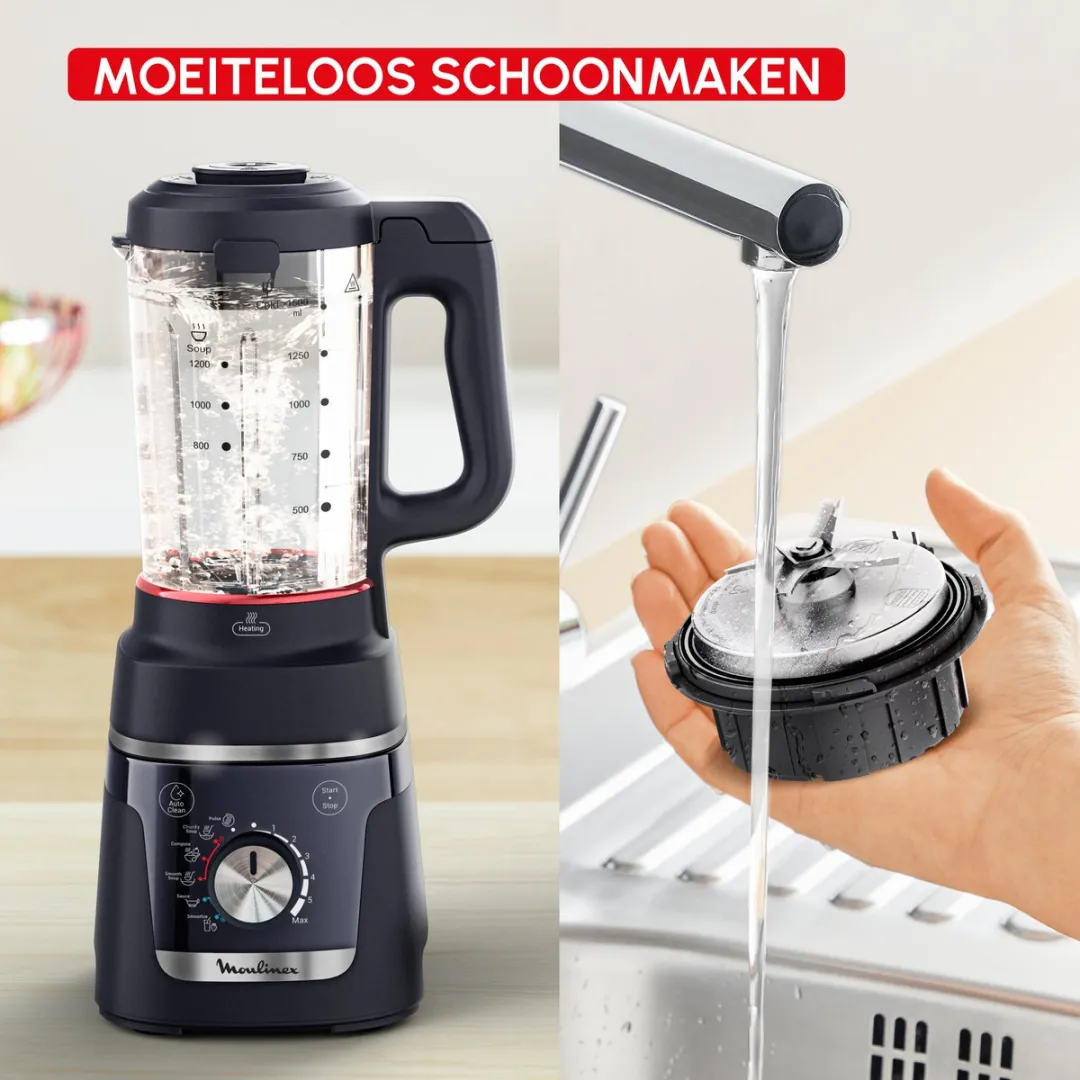 Moulinex Blendforce Cook LM5768F0 Verwarmende Blender 1000W - 1,5L - Nacht Blauw