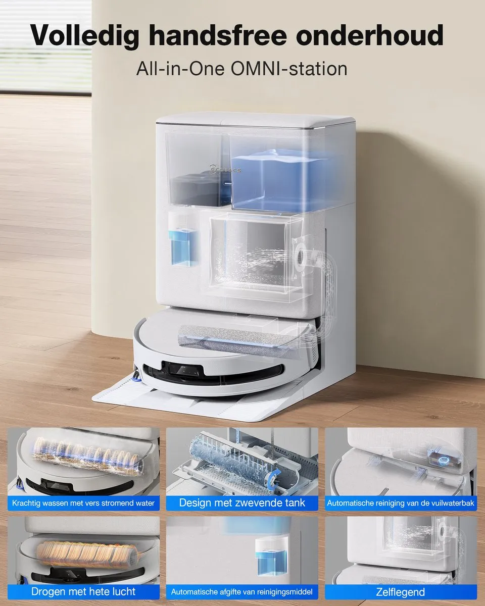Ecovacs Deebot T90 OMNI Robotstofzuiger - 30.000 Pa - Wit
