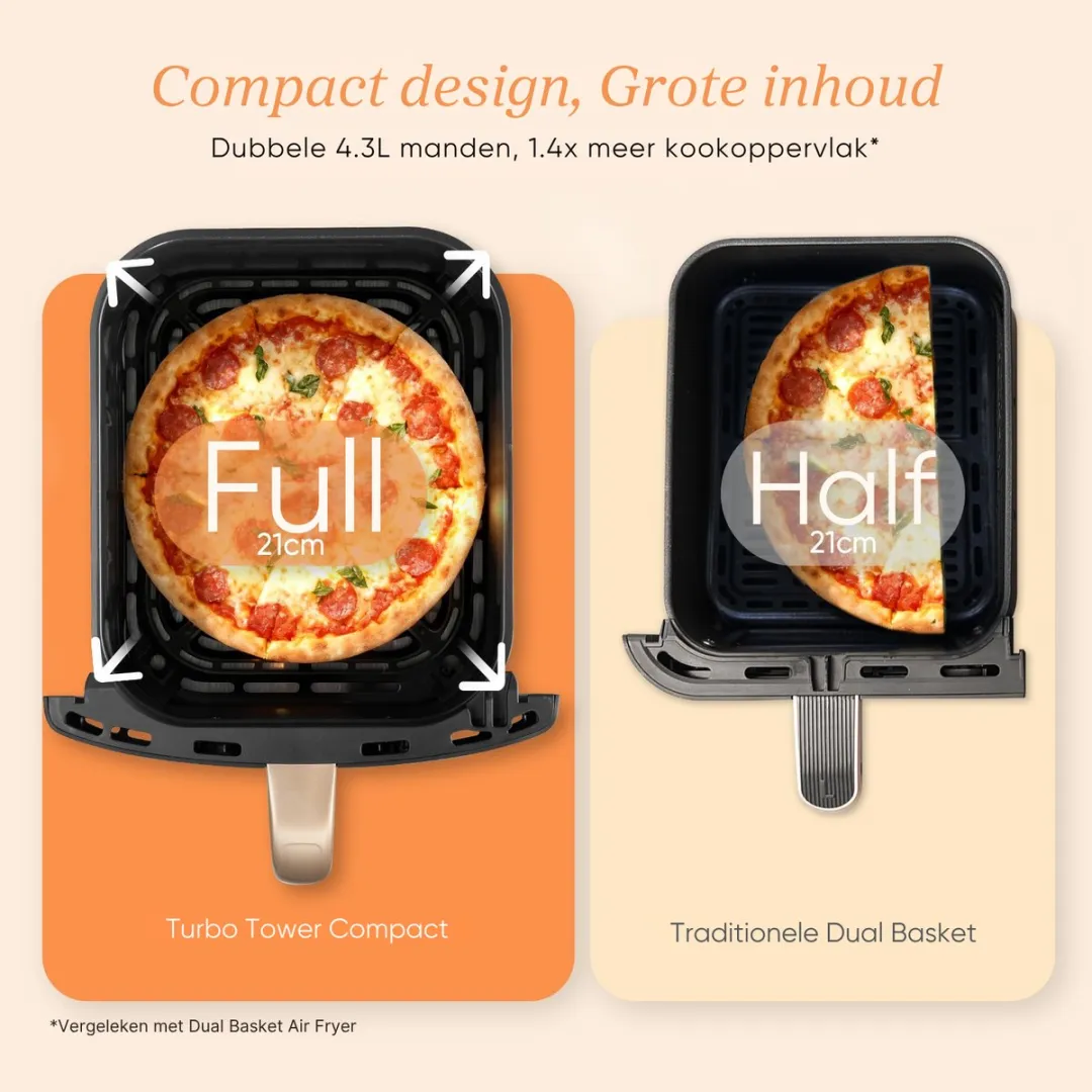 Cosori Turbo Tower Compact 8.6L Airfryer - 2630W - Zwart/Goud - afbeelding 6 van 6