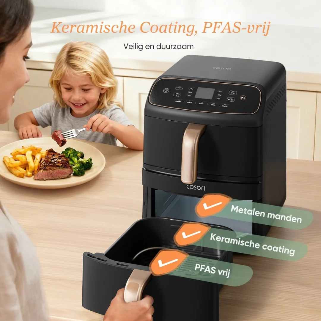 Cosori Turbo Tower Compact 8.6L Airfryer - 2630W - Zwart/Goud
