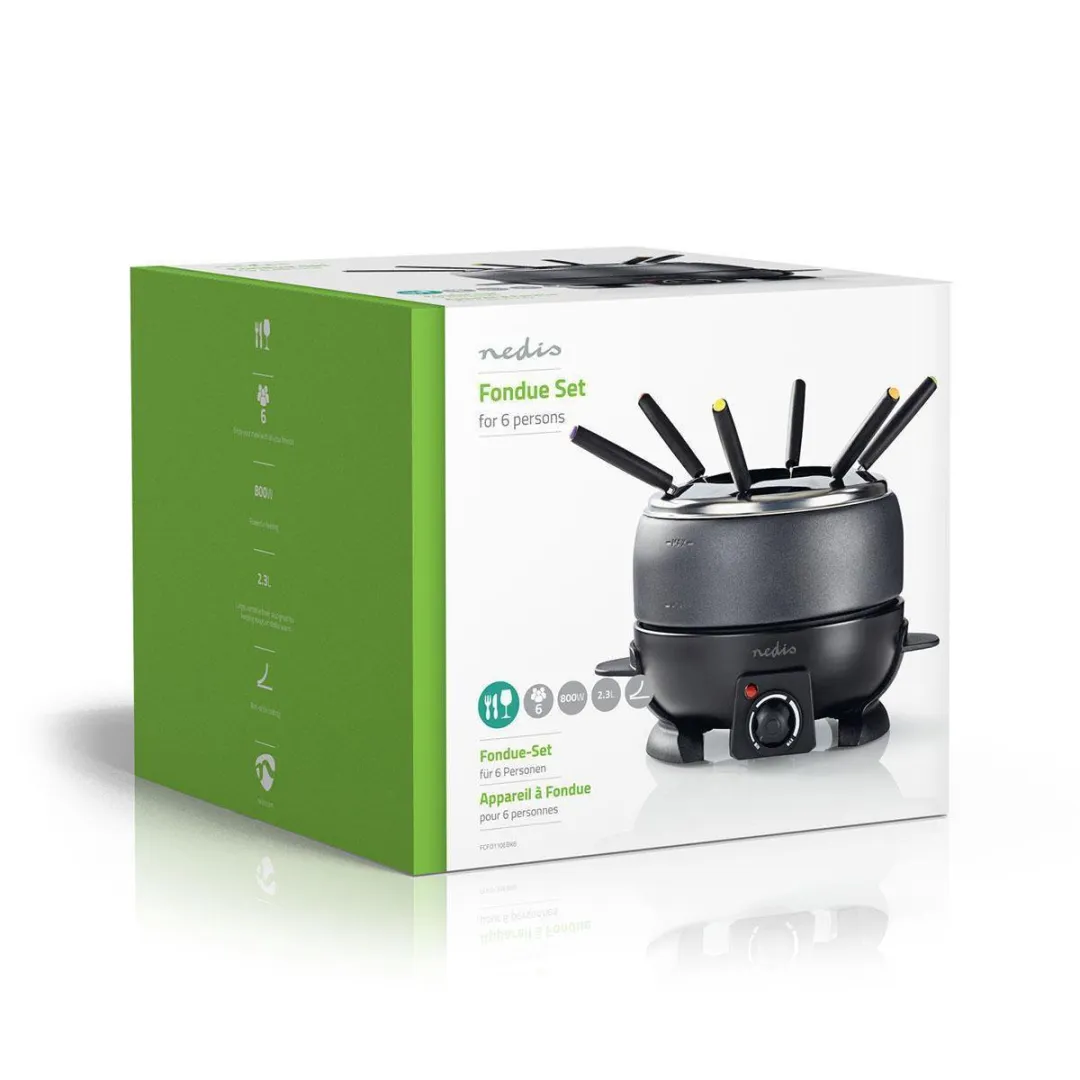 Nedis Fondueset FCFO110EBK6 800W - 6 Personen - Zwart