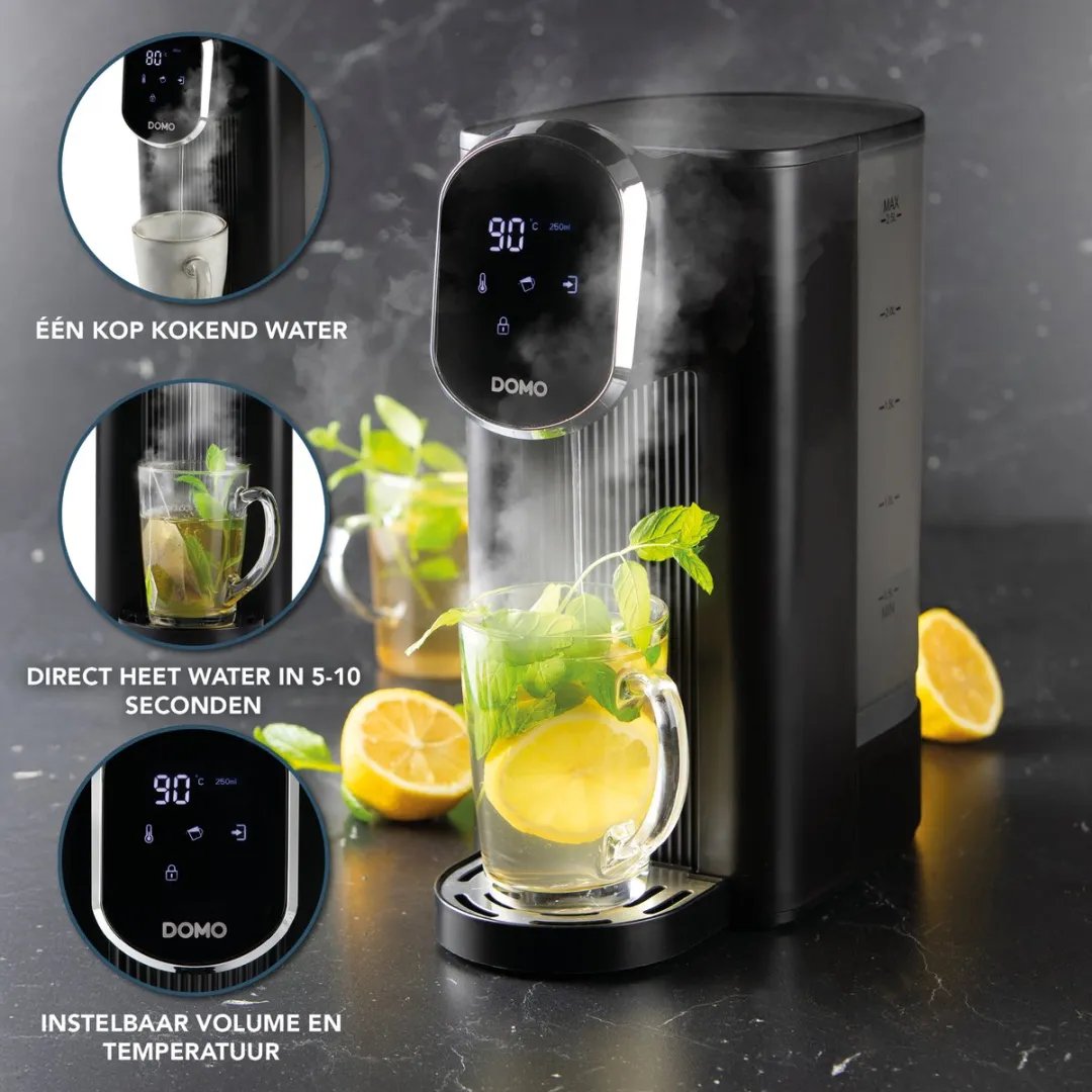 Domo DO524WK Aqua Express Heetwaterdispenser 2600W - 2,5L - Zwart