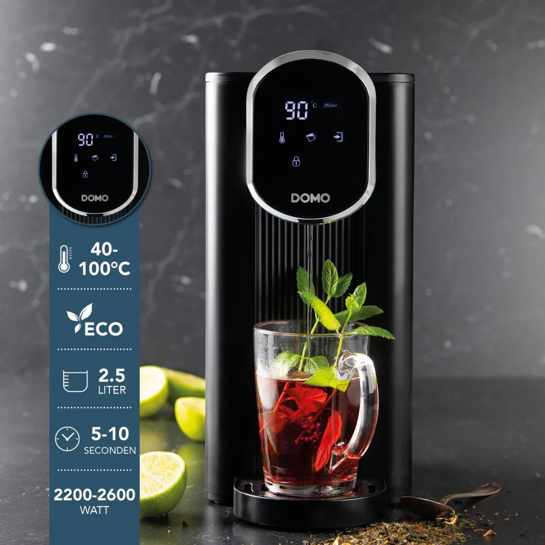 Domo DO524WK Aqua Express Heetwaterdispenser 2600W - 2,5L - Zwart