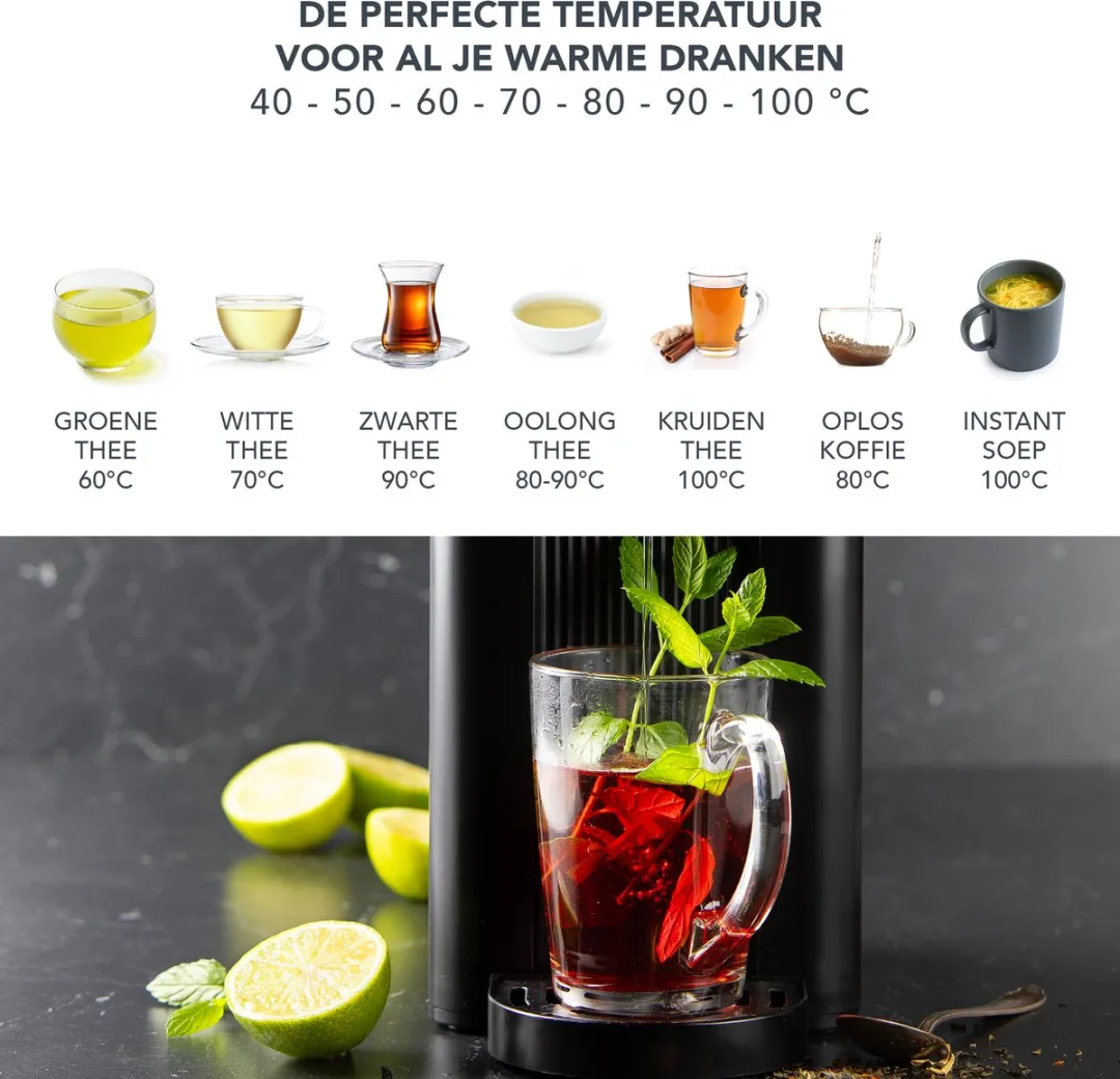 Domo DO524WK Aqua Express Heetwaterdispenser 2600W - 2,5L - Zwart