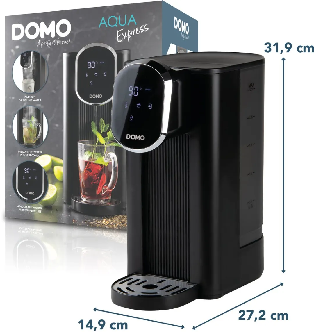 Domo DO524WK Aqua Express Heetwaterdispenser 2600W - 2,5L - Zwart
