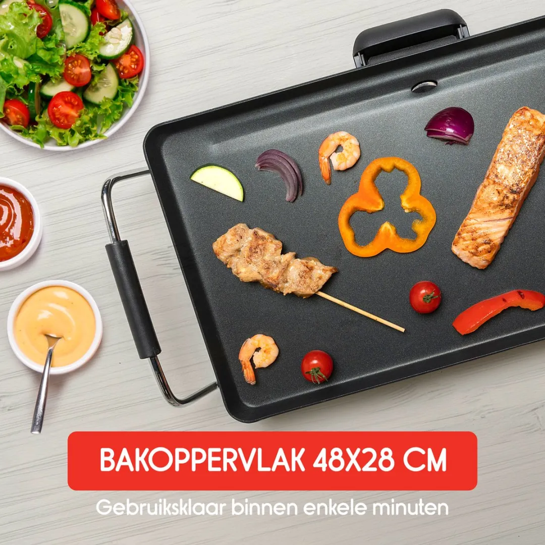 Alpina Teppanyaki Grillplaat 2000W 48x28cm - Zwart
