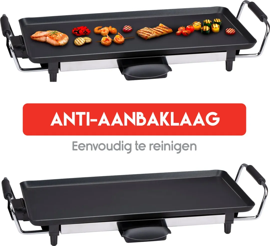 Alpina Teppanyaki Grillplaat 2000W 48x28cm - Zwart