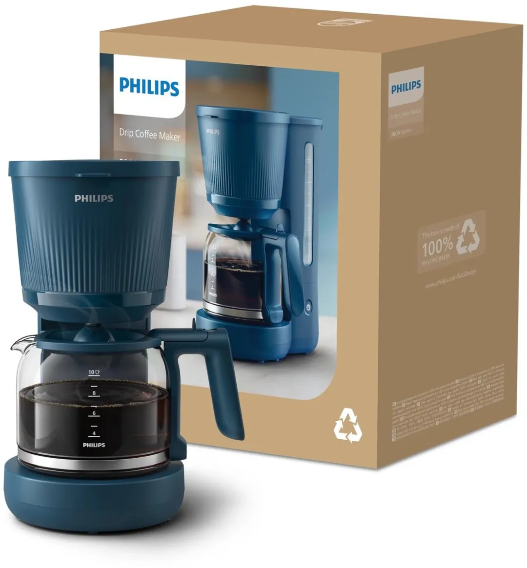 Philips HD7411/70 Drip Koffiemachine - 8 Kopjes - 1080W - Blauw