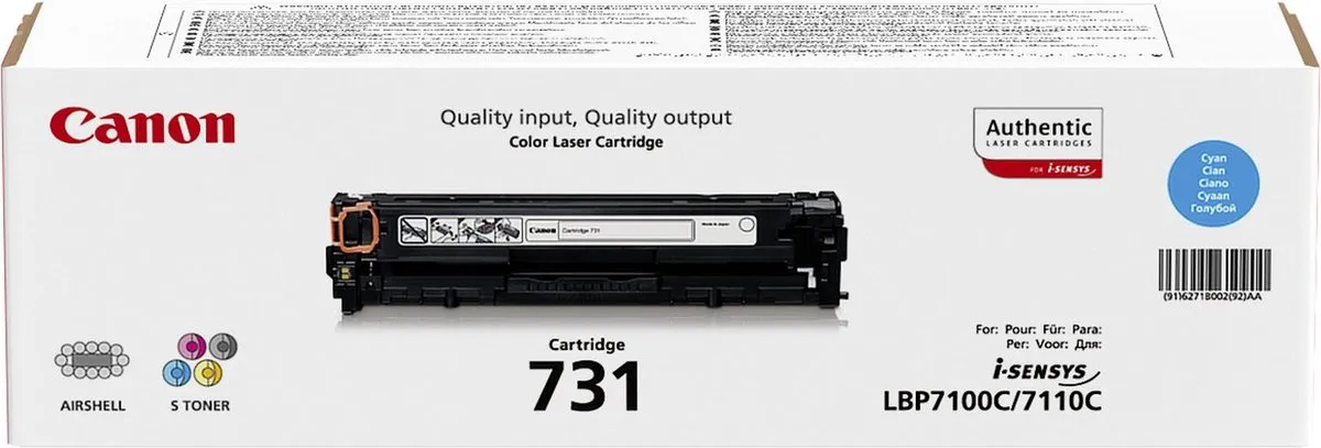 Canon 731C Tonercartridge - Cyaan 1500 Pagina's