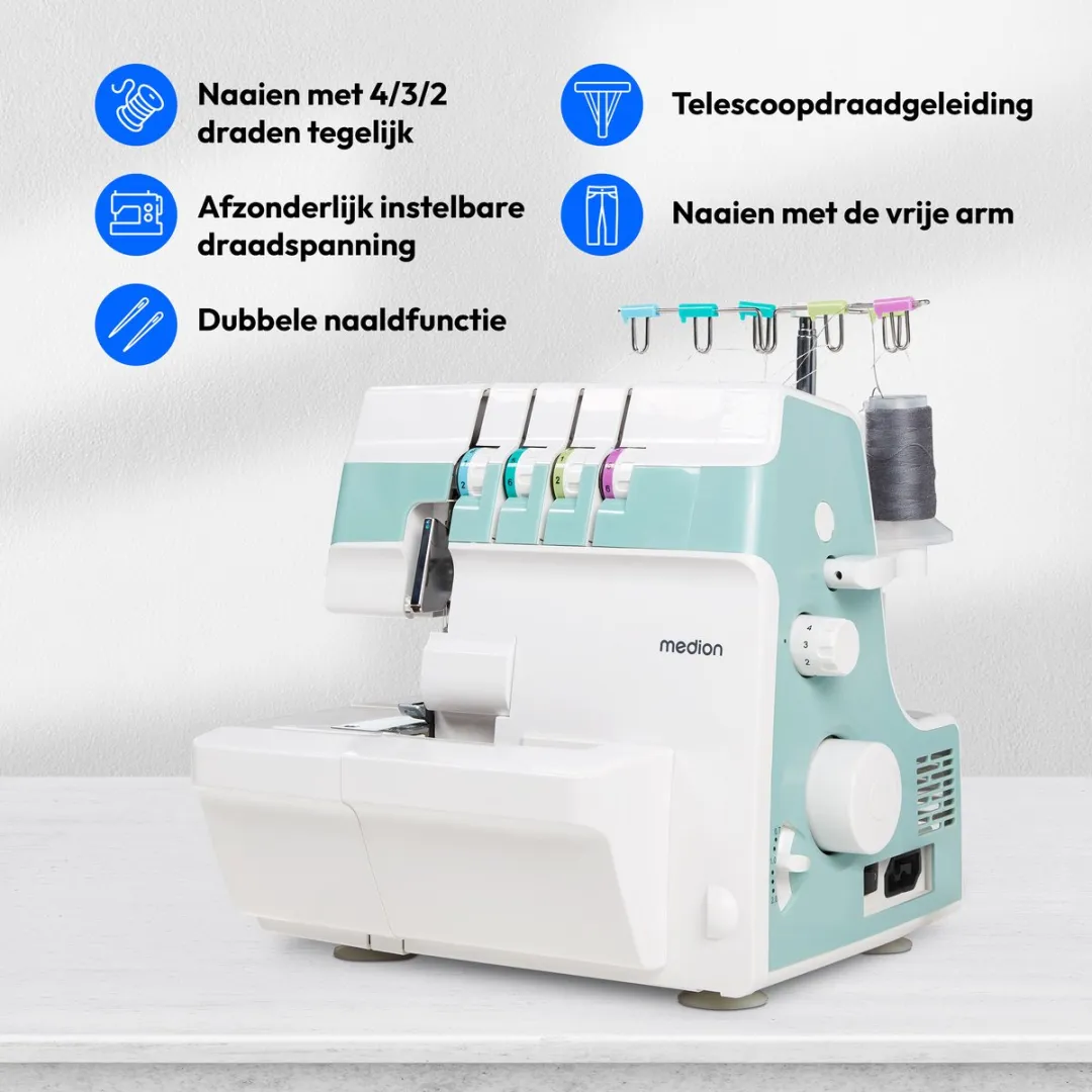 Medion SO90 Overlock Naaimachine - 1200 St/min - Turkoois