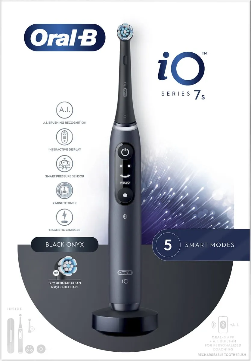 Oral-B iO7 Black Onyx Elektrische Tandenborstel - 2 Opzetborstels