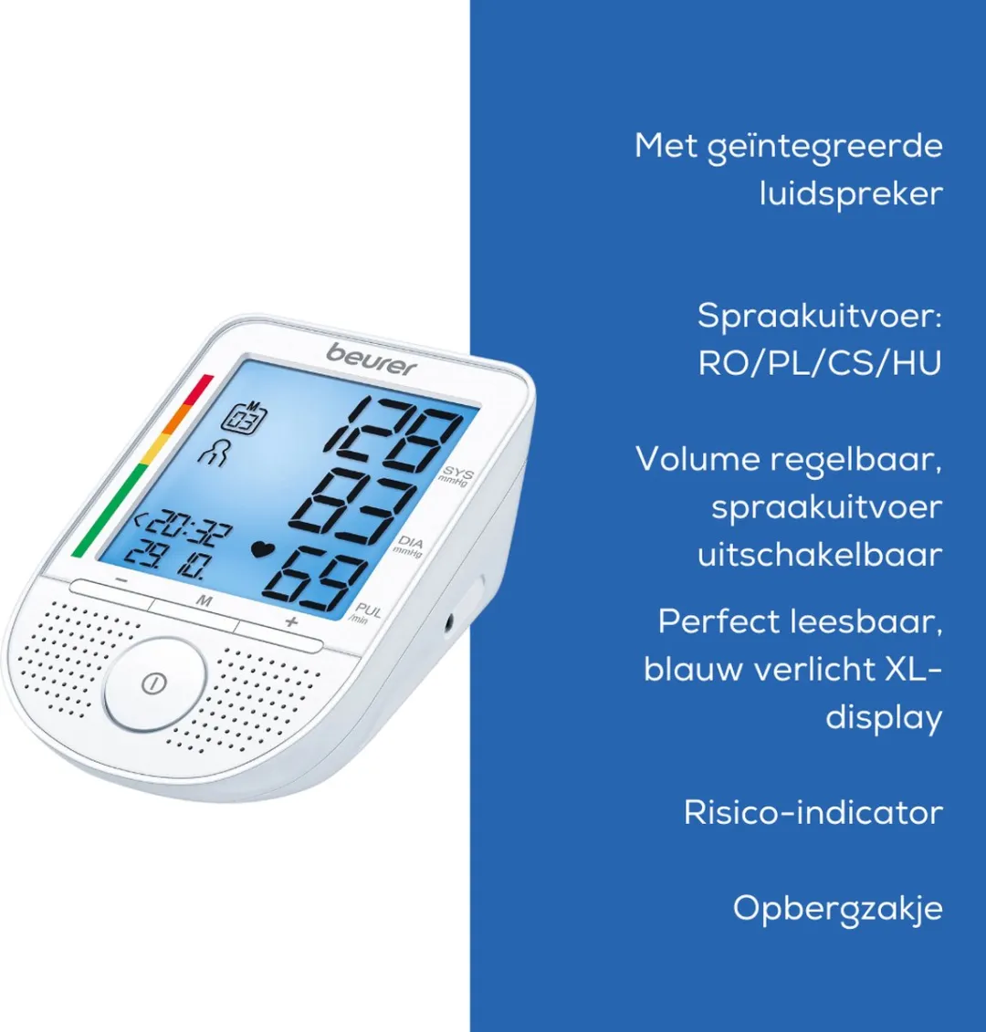 Beurer BM 49 Voice Bloeddrukmeter - 2 Gebruikers - 120 Metingen - Wit