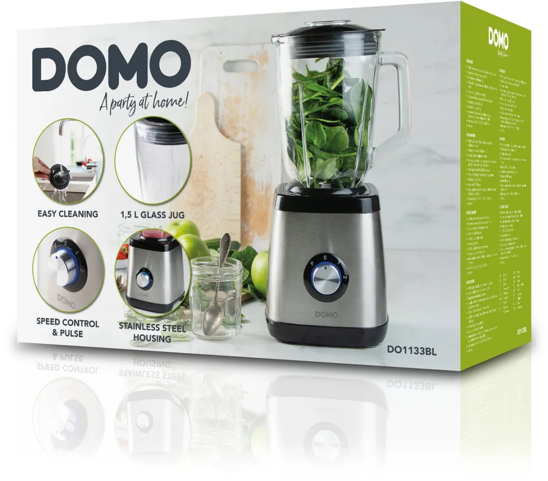 Domo DO1133BL Blender 1000W - 1,5L Glazen Kan - afbeelding 6 van 6