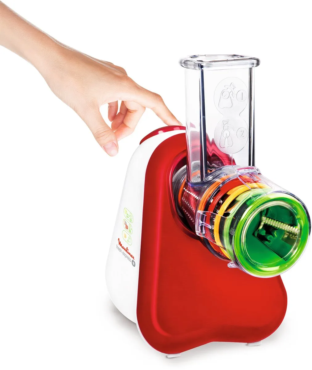Moulinex Fresh Express+ DJ755G10 Snij- en raspapparaat - 200W - 5 Platen - Rood/Wit