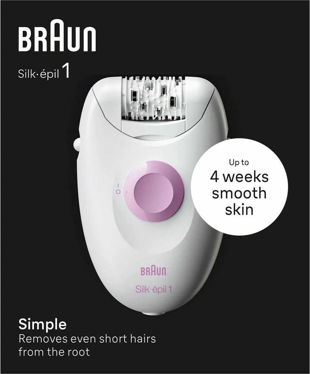 Braun Silk-épil 1 Epilator - Droog scheren - White/Pink