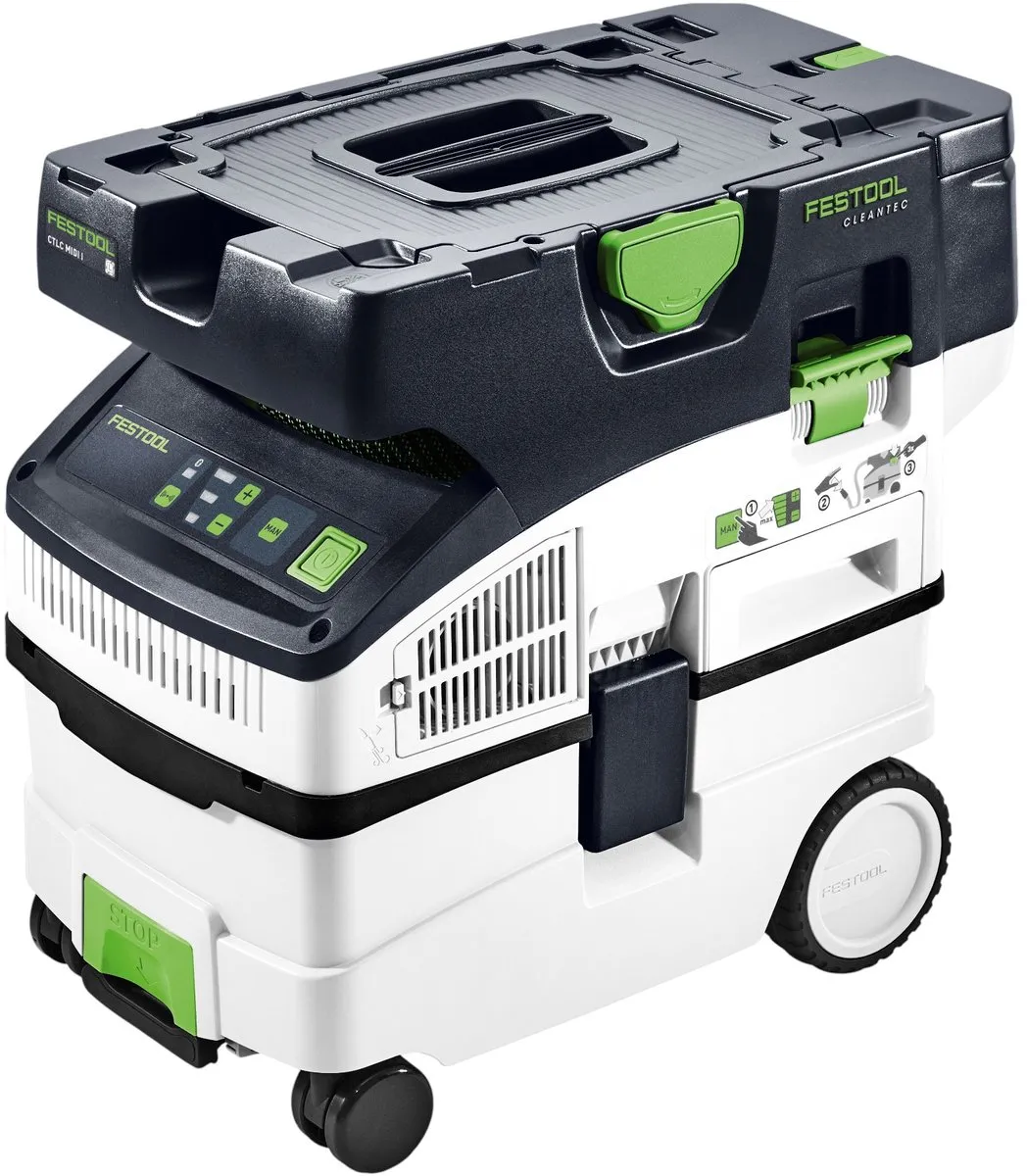 Festool CTLC MIDI I-Basic Accu-Afzuigwagen 36V - 2x 5,0 Ah - 15L Wit