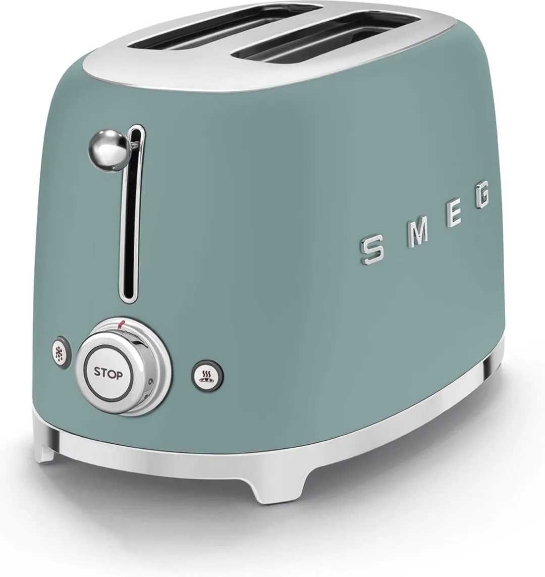Smeg TSF01EGMEU Broodrooster 2x2 - 950W - Mat Emerald Green