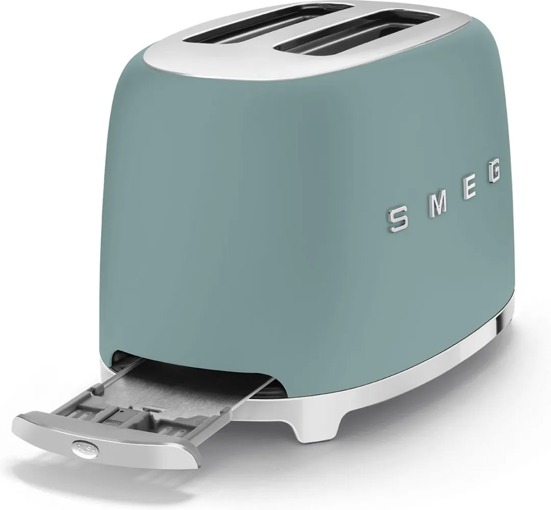 Smeg TSF01EGMEU Broodrooster 2x2 - 950W - Mat Emerald Green