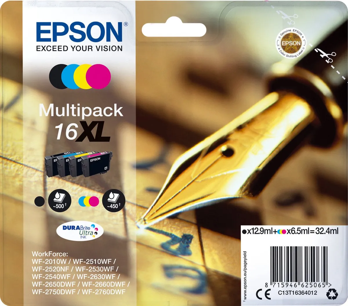 Epson 16XL Inktcartridge Multipack - 500 pagina's - Multi