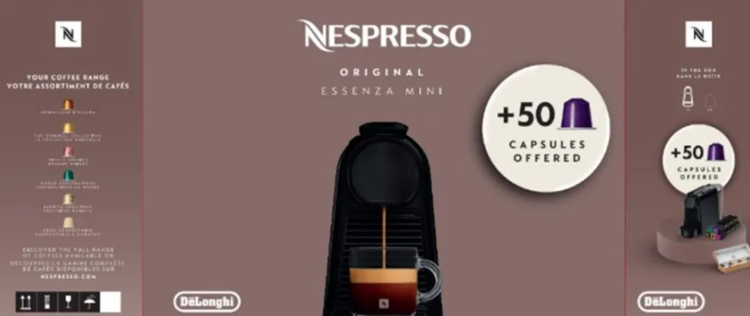 De'Longhi Essenza Mini Bundel - Rood/Zwart - 50 Nespresso Capsules - afbeelding 2 van 3