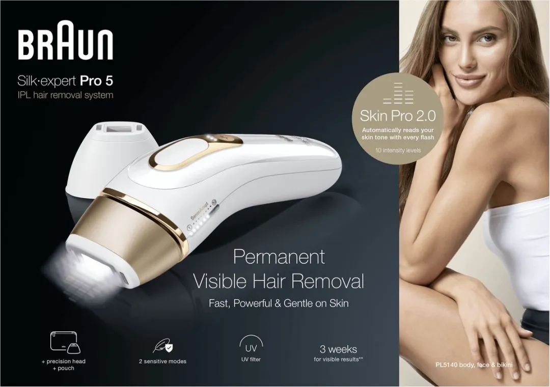 Braun Silk-expert Pro 5 PL5140 IPL Ontharingsapparaat - 400.000 Flitsen - Wit