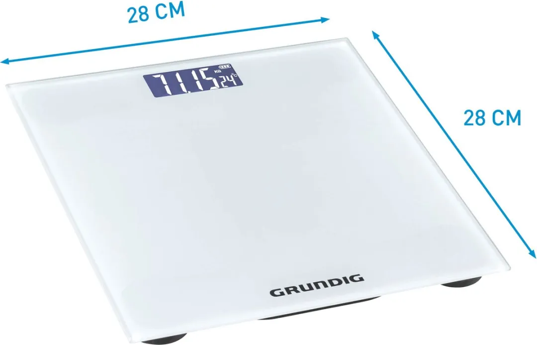Grundig Digitale Personenweegschaal 180kg - Wit - Glas