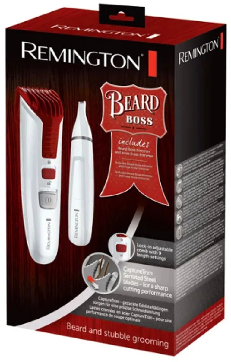 Remington Beard Boss Scheerapparaat Neus-Oorhaartrimmer Wit/Rood