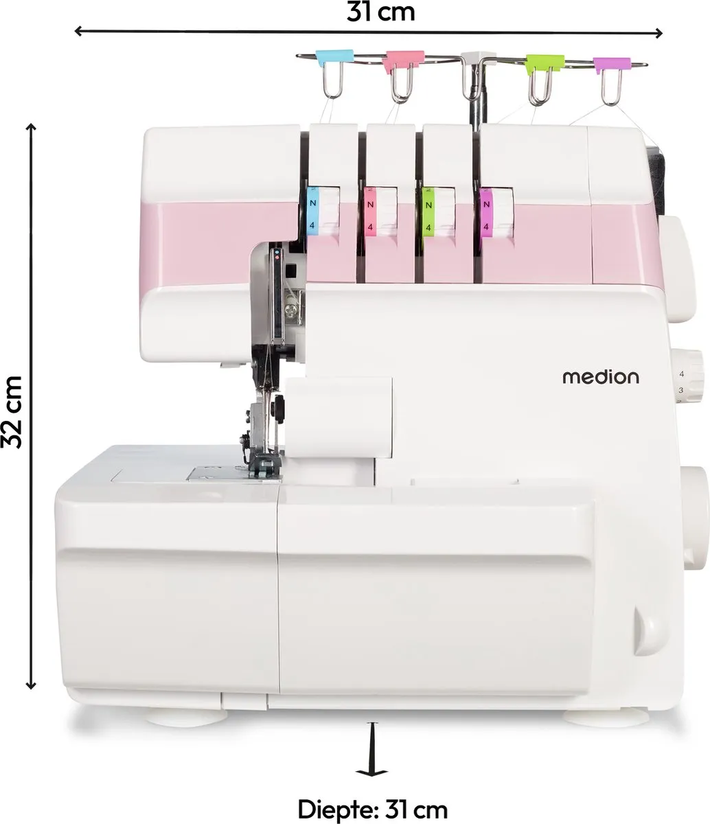 Medion SO90 Overlock Naaimachine MD19169 - 1200 St/min - Roze