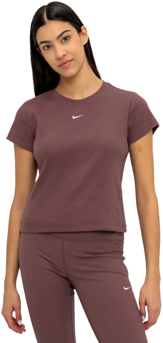 Nike Rib Tight Sportshirt Dames - Bordeaux - L