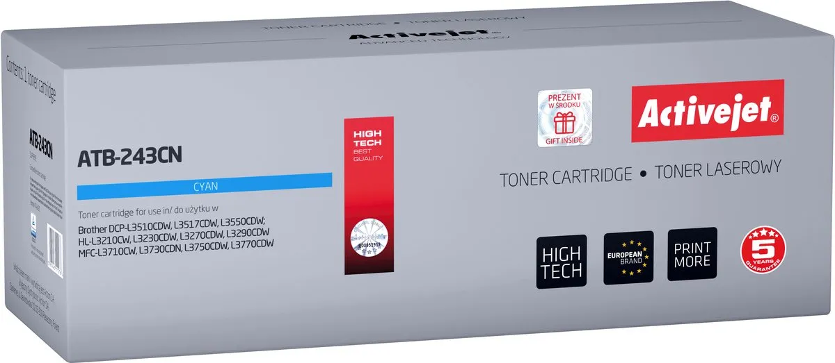 Brother ActiveJet ATB-243CN Tonercartridge - Cyaan - 1000 Pagina's