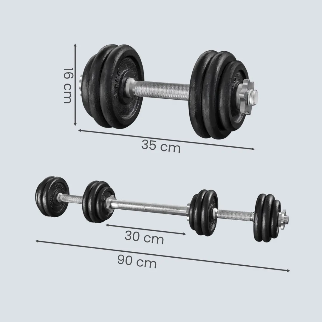 Songmics SYL30LBK Halterset Gietijzer - 30kg (2x15kg) - Zwart