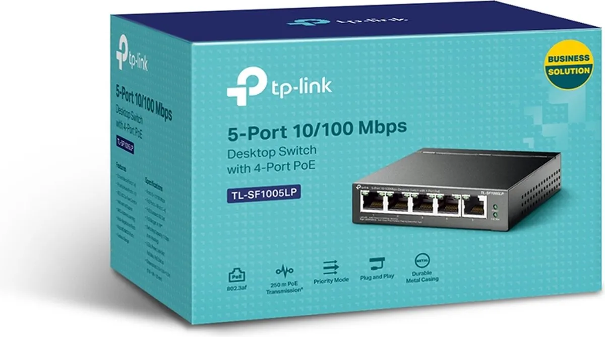 TP-Link TL-SF1005LP Netwerk Switch 5 PoE-poorten
