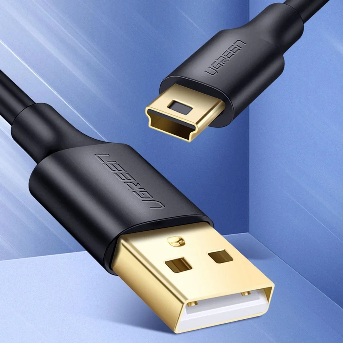 Ugreen USB Mini-kabel 5-pins 0,25m - Vergulde USB - Zwart