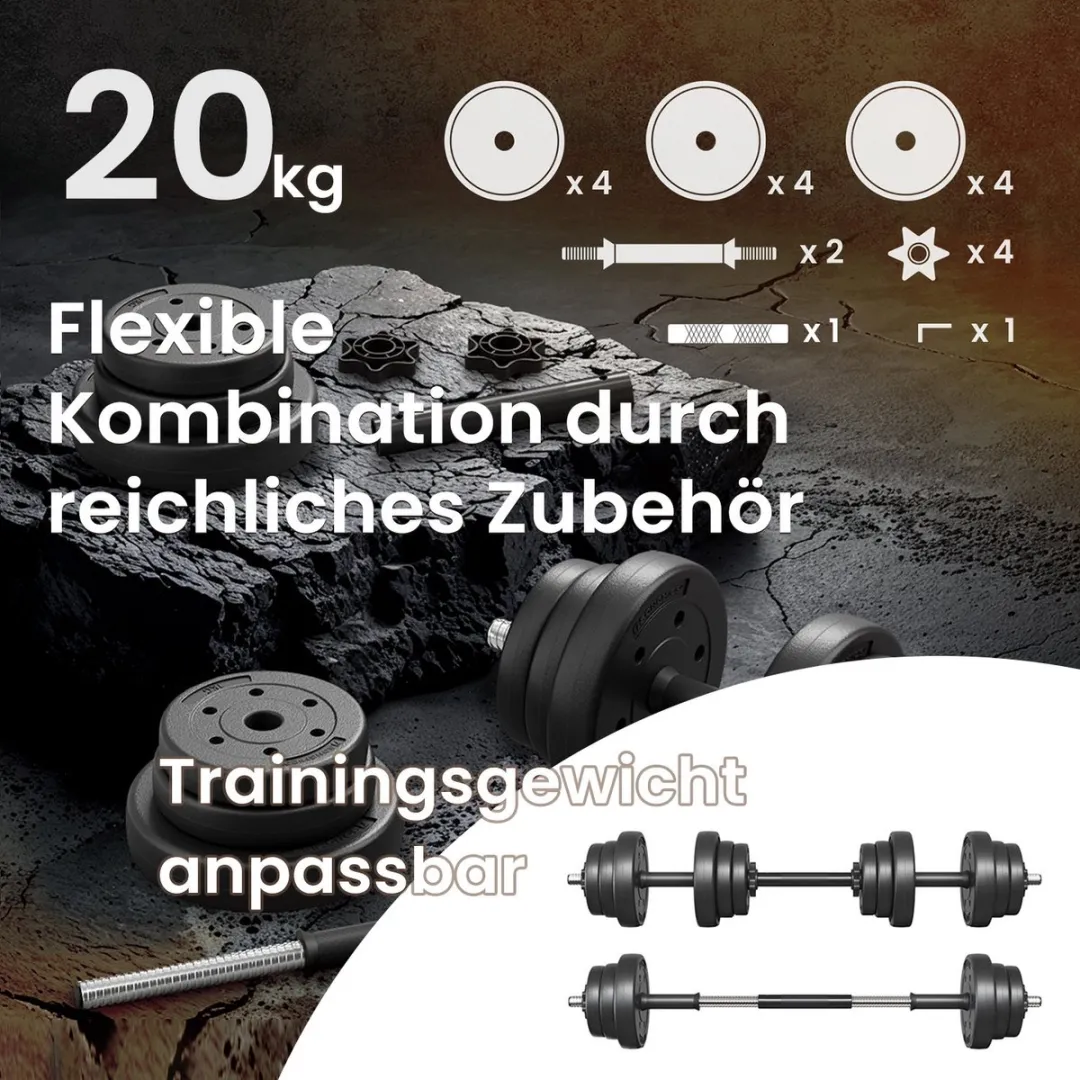 Songmics Dumbbells 2-in-1 2x10kg - Met stalen verbindingsbuis