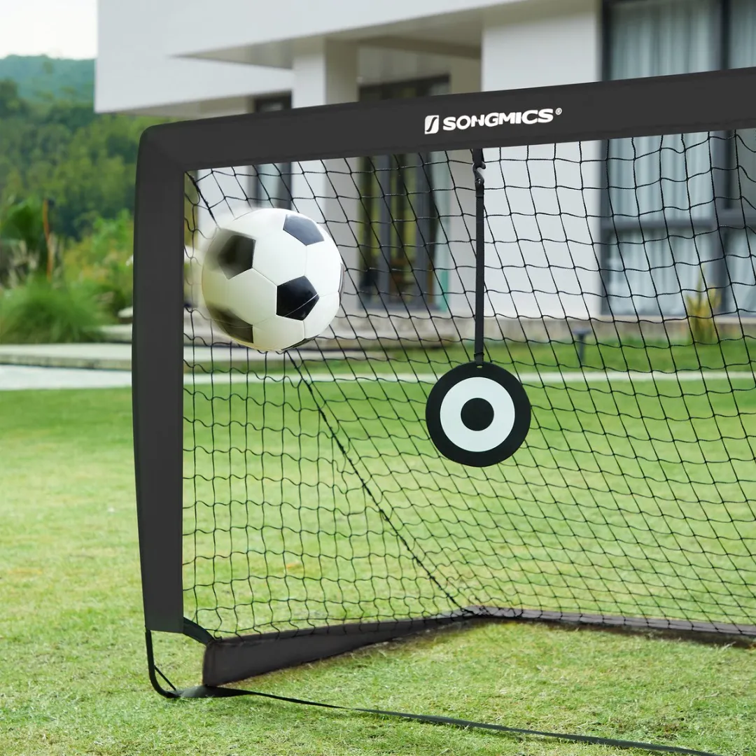 Songmics SZQ422B01 Voetbaldoel Set - 2 Stuks - Draagbaar & Opvouwbaar - Zwart