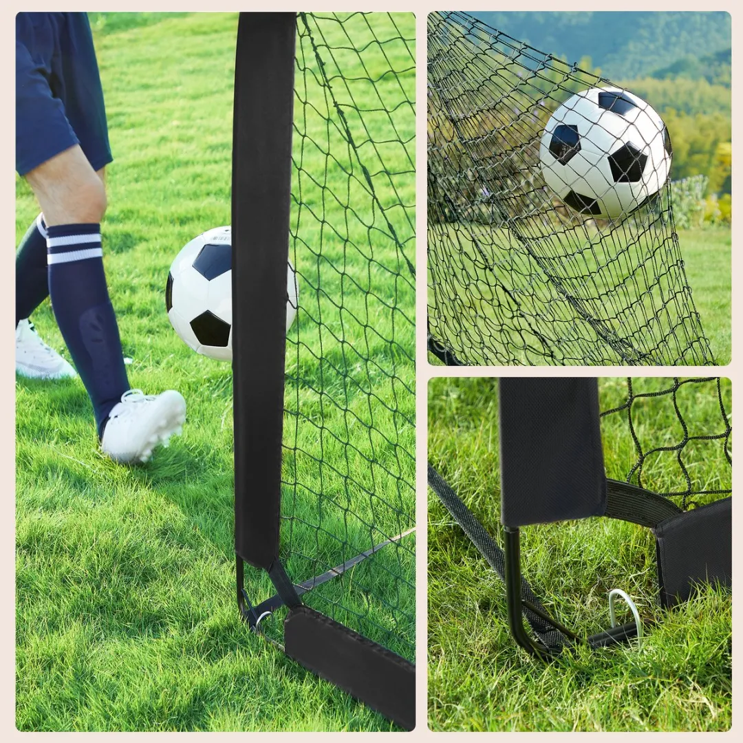 Songmics SZQ422B01 Voetbaldoel Set - 2 Stuks - Draagbaar & Opvouwbaar - Zwart