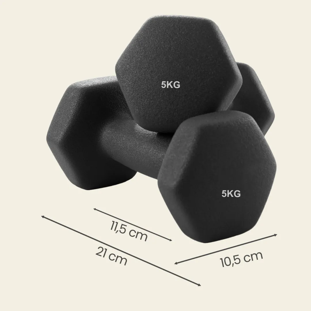 Songmics SYL60BK Hexagon Dumbbellset 2x5kg - Zwart