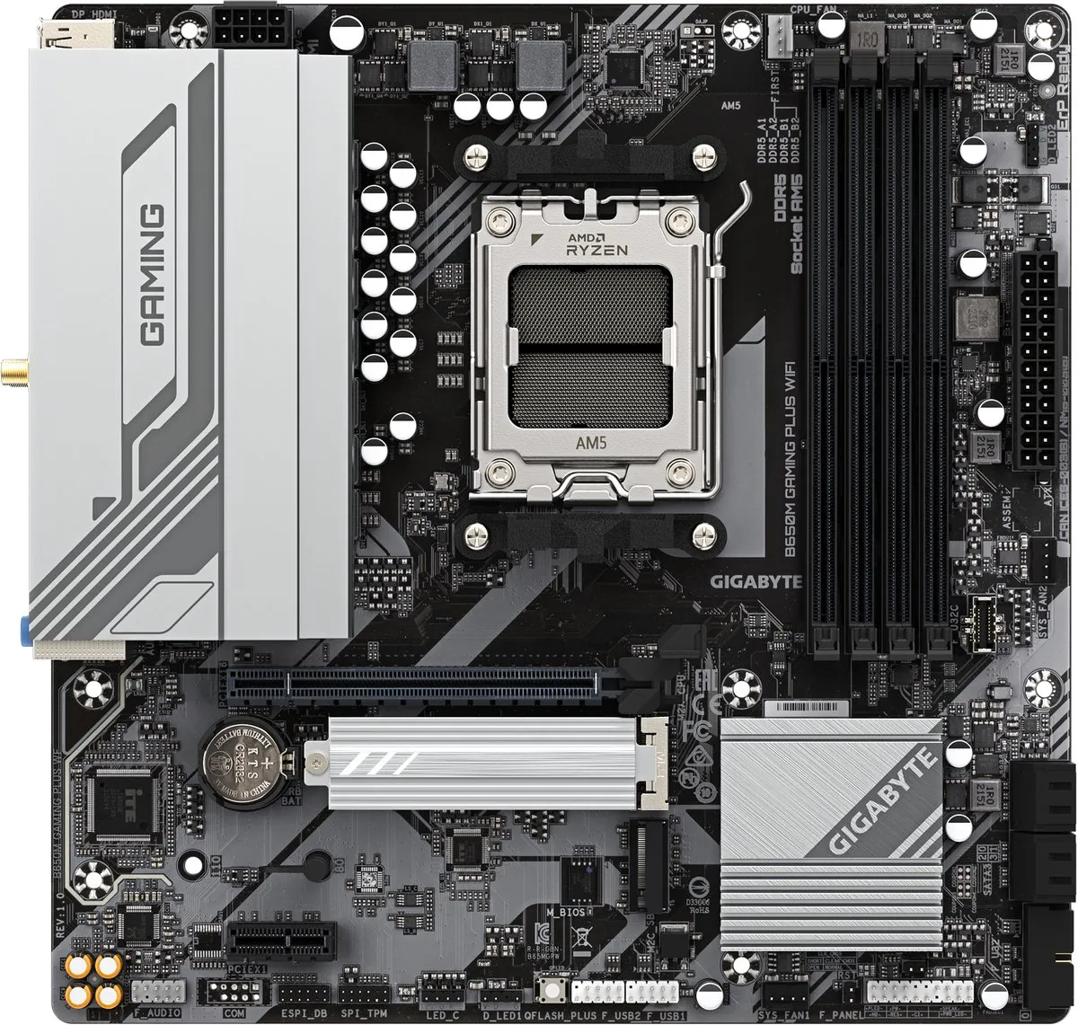 Gigabyte B650M Gaming Plus WIFI AM5 - Micro-ATX Moederbord - Zwart - afbeelding 6 van 6