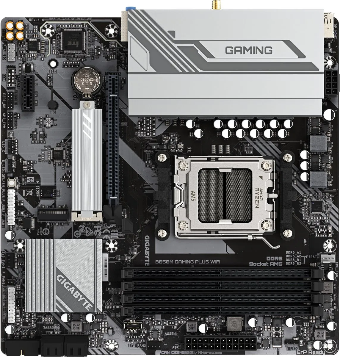 Gigabyte B650M Gaming Plus WIFI AM5 - Micro-ATX Moederbord - Zwart