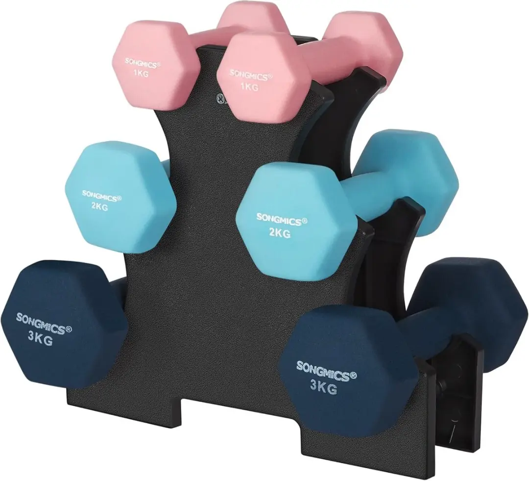 Songmics Halterset 3 paar 12kg - Neopreen - Opbergstandaard