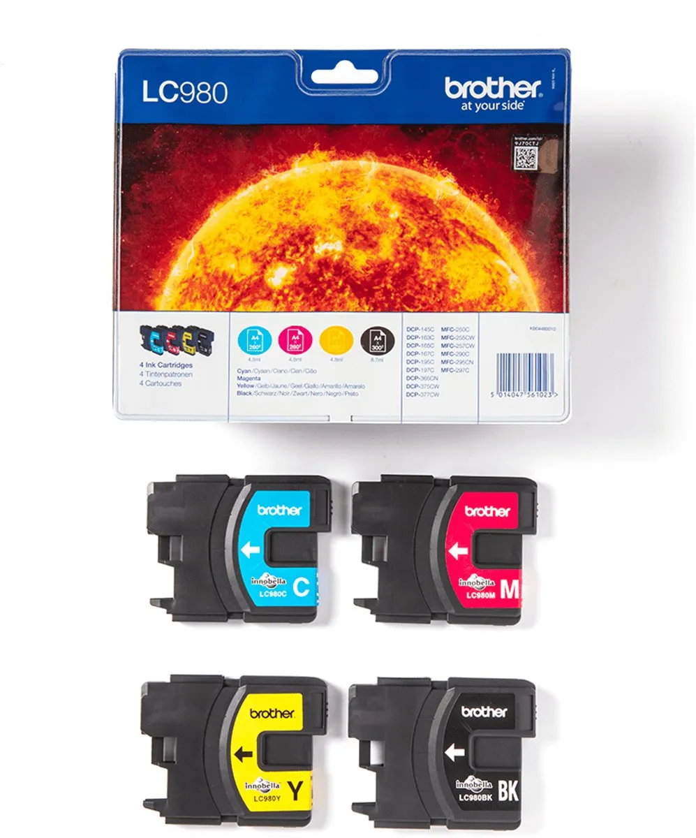 Brother LC-980VALBP Inktcartridges - 4 Kleuren - 260 Pagina's