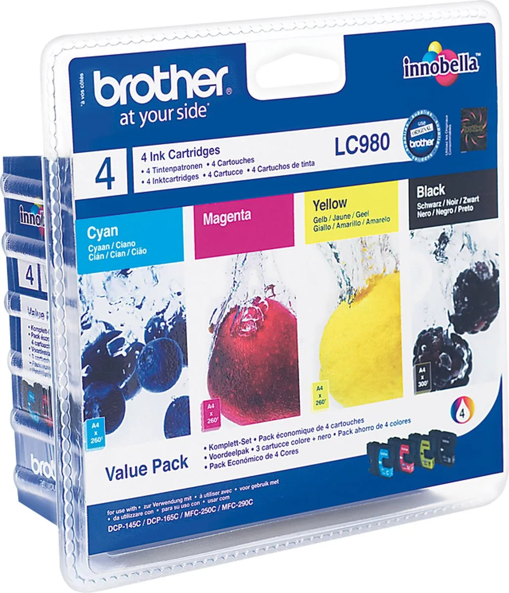 Brother LC-980VALBP Inktcartridges - 4 Kleuren - 260 Pagina's