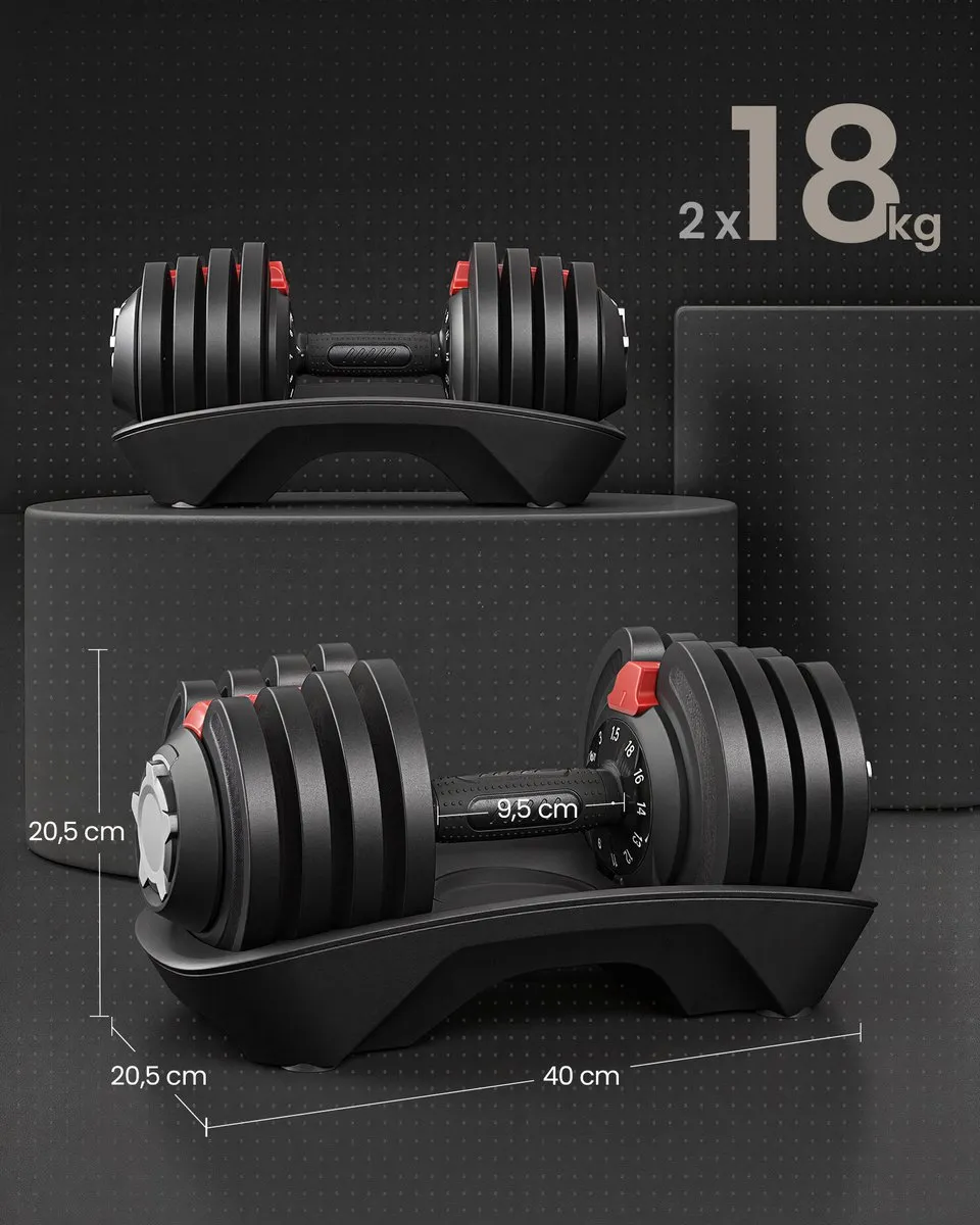 Songmics SYL536R101 Verstelbare Halters 1-18kg - Set van 2