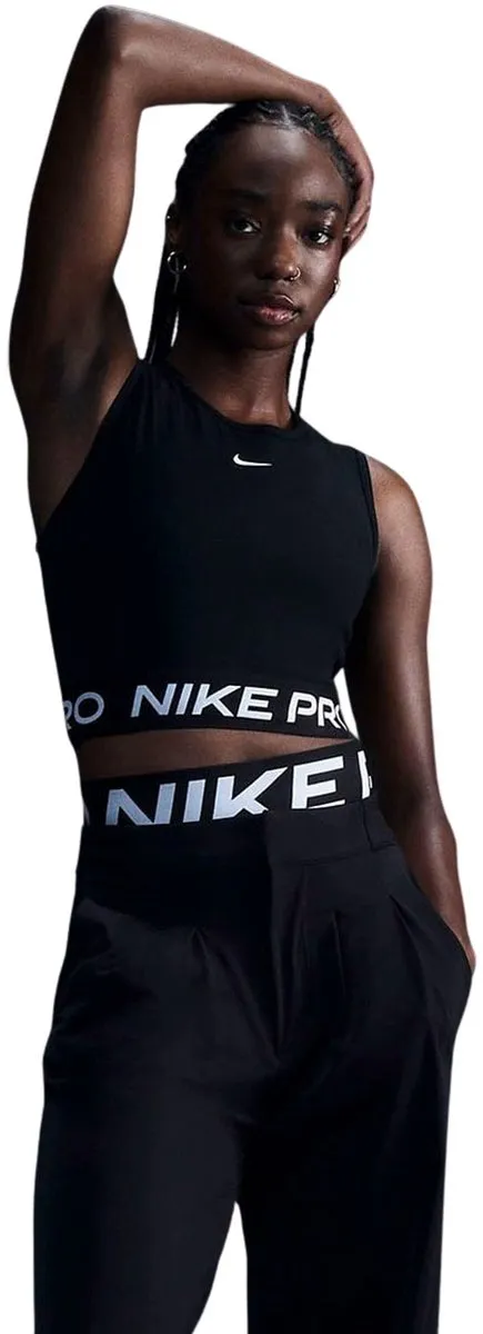 Nike Pro Dri-FIT 365 Cropped Tanktop Dames XS - Zwart/Wit