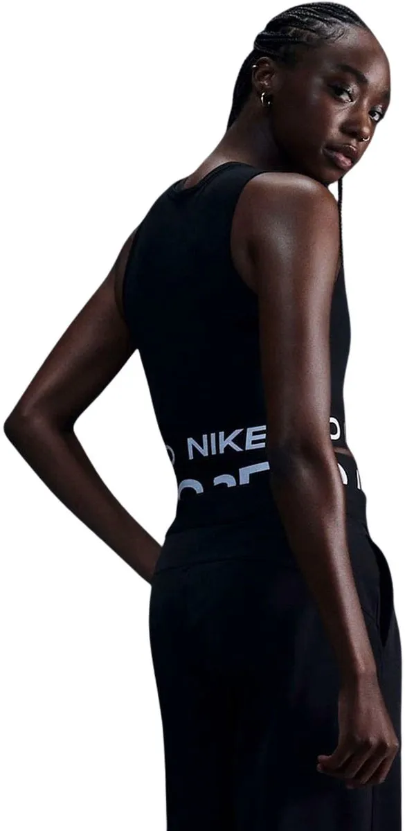 Nike Pro Dri-FIT 365 Cropped Tanktop Dames XS - Zwart/Wit