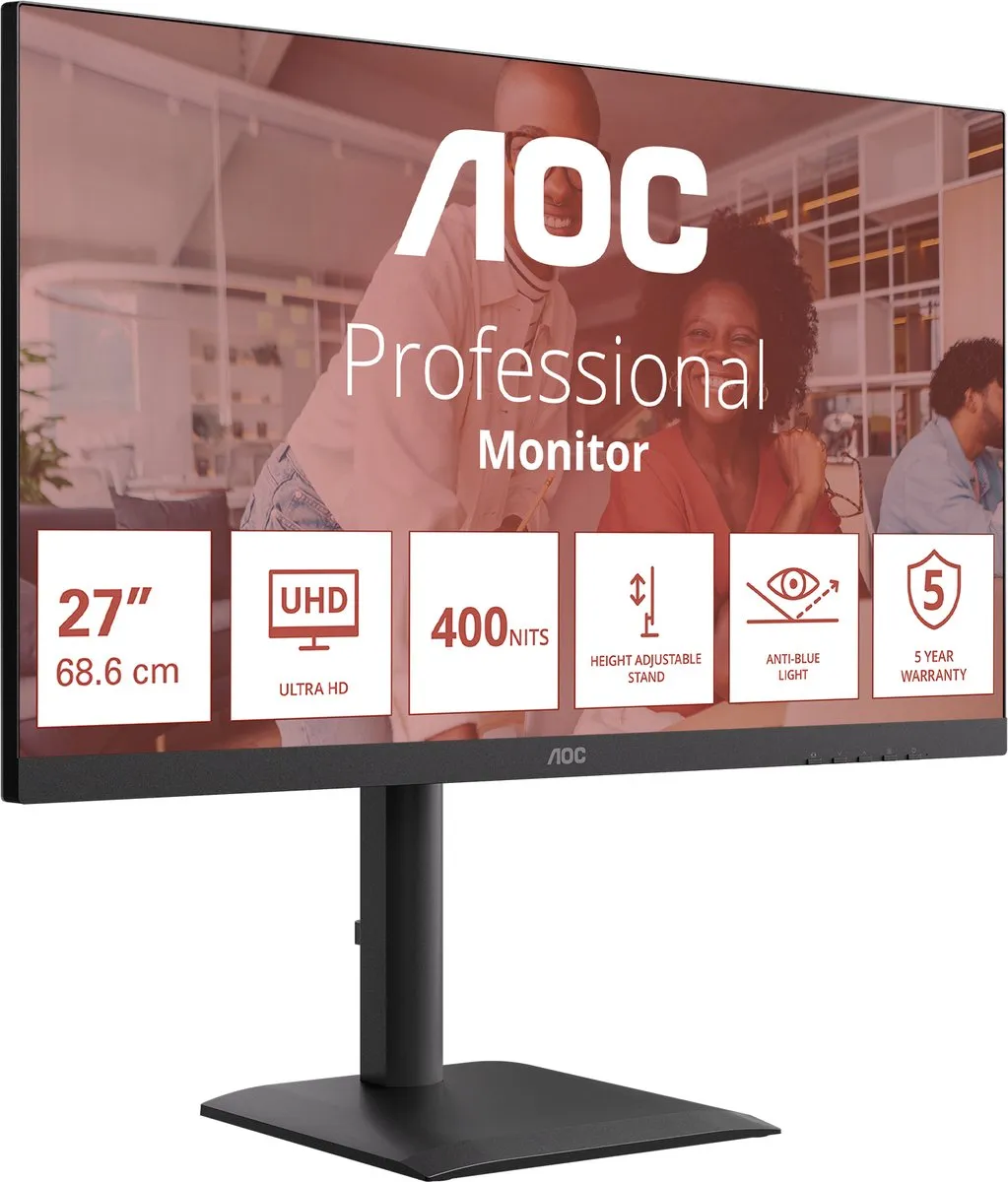 AOC E4 U27E4CV computer monitor 68,6 cm (27") 3840 x 2160 Pixels 4K Ultra HD LED Zwart