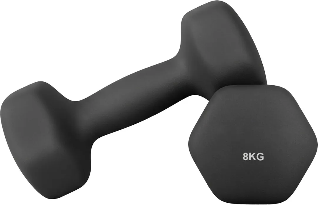 Songmics Halterset 2x8kg - Hexagon Dumbbells - Neopreen Coating - Inktzwart - afbeelding 6 van 6