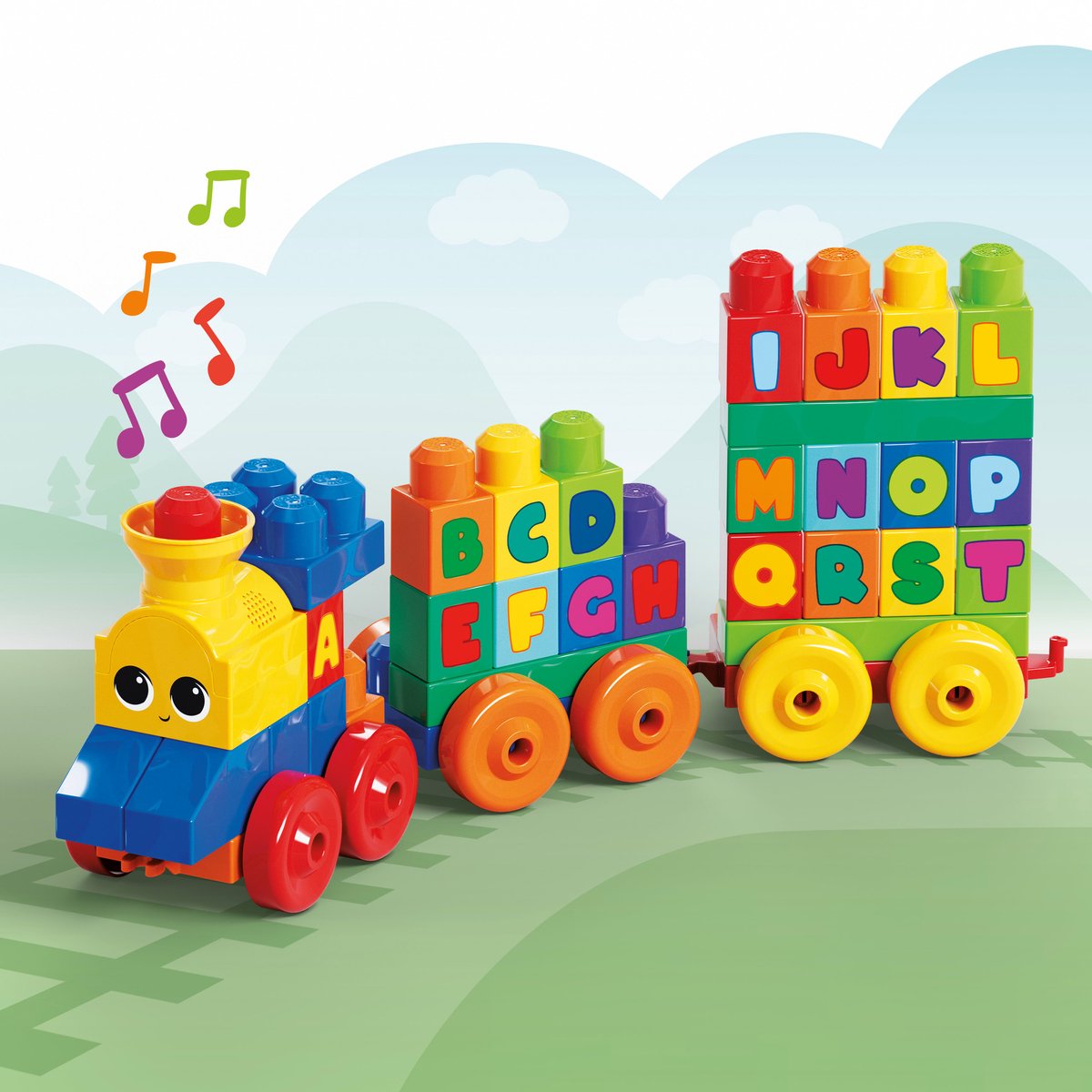 MEGA Bloks ABC muziektrein - Educatieve bouwblokken voor 1-5 jaar - 50 blokken
