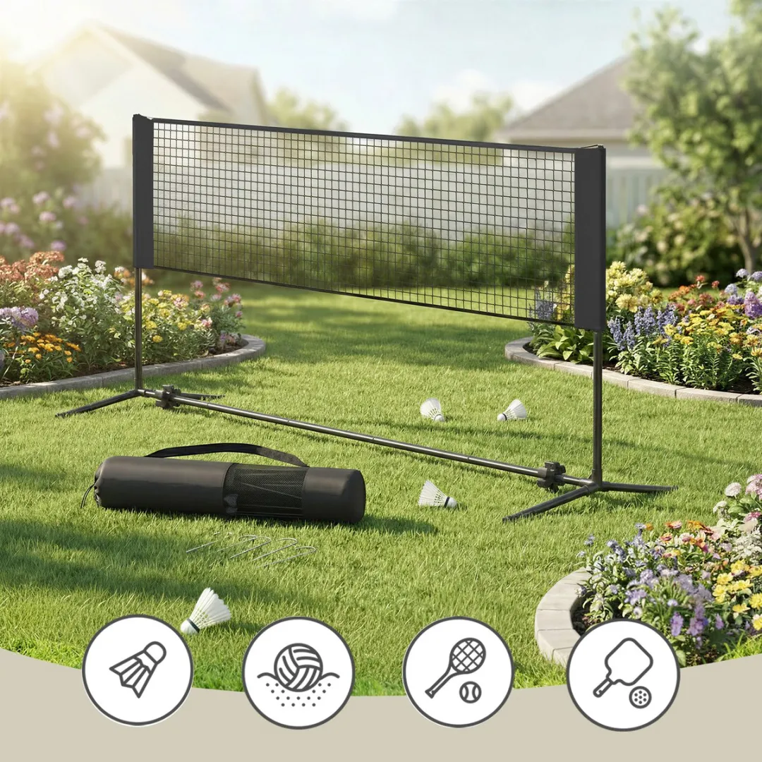 Songmics SYQ500HV1 Badmintonnet - Verstelbaar 100-150cm - 4 Pennen